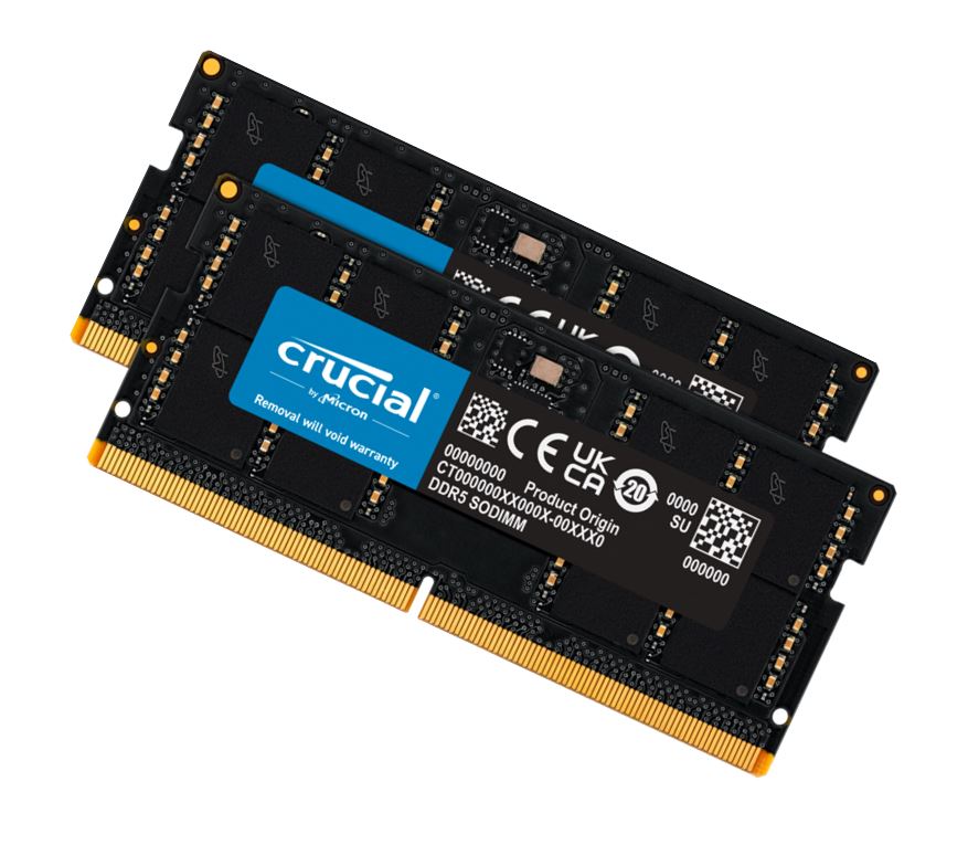 Crucial 32GB (2x16GB) DDR5 SODIMM 4800MHz C40 1.1V Notebook Laptop Memory Crucial 32GB (2x16GB) DDR5 SODIMM 4800MHz C40 1.1V Notebook Laptop Memory